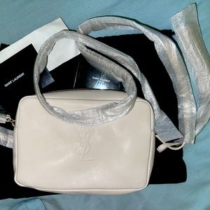 Saint Laurent monogram calf leather cream camera crossbody bag